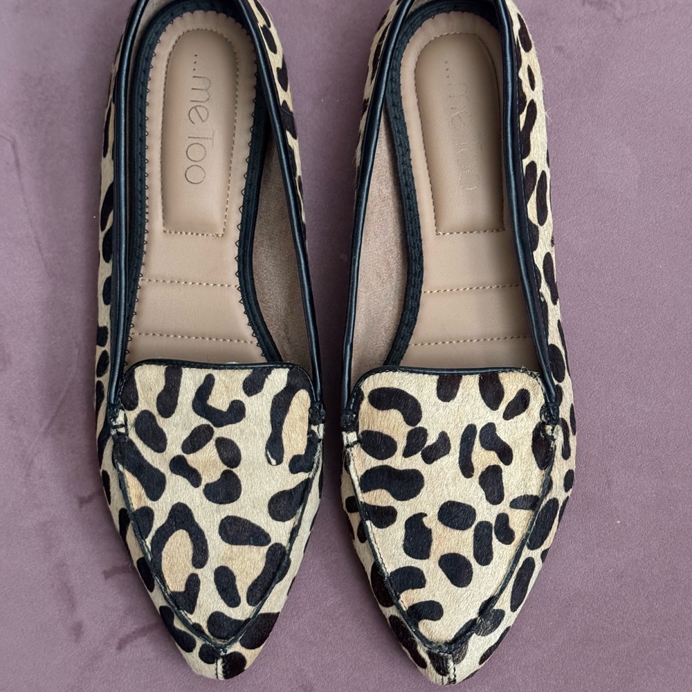 Me Too Black and Cream Animal Print Flats